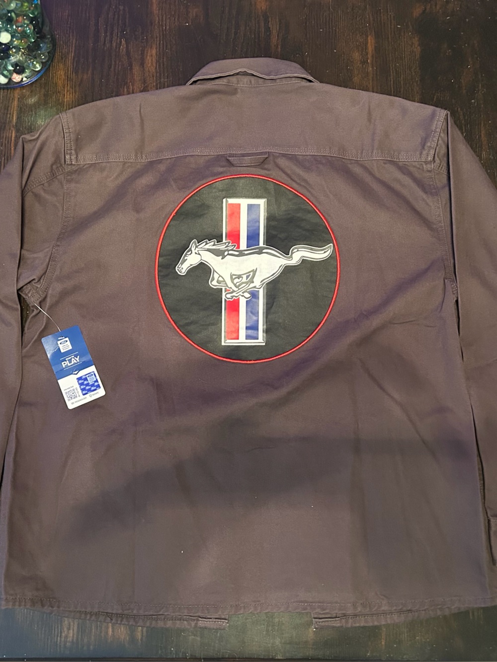 Ford Men's Dark Gray Work Shirt Jacket with Horse Emblem